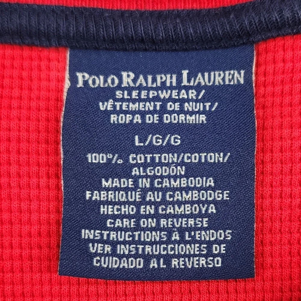 Polo Ralph Lauren Shirt Mens L Red‎ Waffle Cotton Sleepwear Pullover Pony Logo